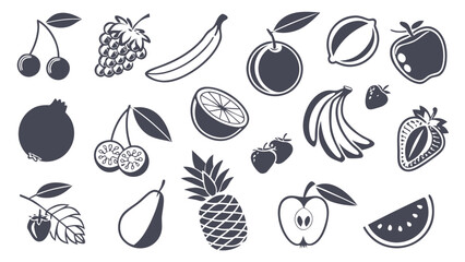 Silhouette Style Healthy Fruits Icon Pack
