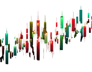 Stock chart with red and green candlesticks candlestick charts on a transparent background PNG