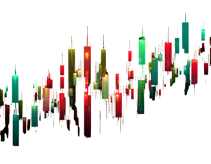 Stock chart with red and green candlesticks candlestick charts on a transparent background PNG