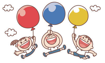 風船を持った子どもたち