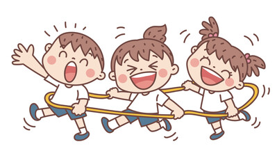 電車ごっこ　子どもたち