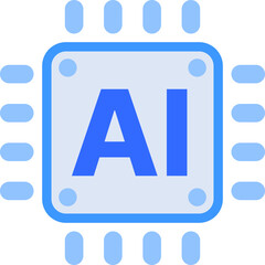 Vector icon representing artificial intelligence (AI) with modern digital design. Ideal for use in tech presentations, websites, apps, education, AI-related infographics, or future technology visuals.