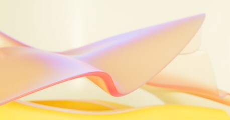 Abstract yellow and orange pastel colors waves background 3D computer generated image