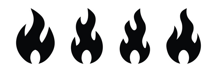 fire flames icon silhouette set vector illustration