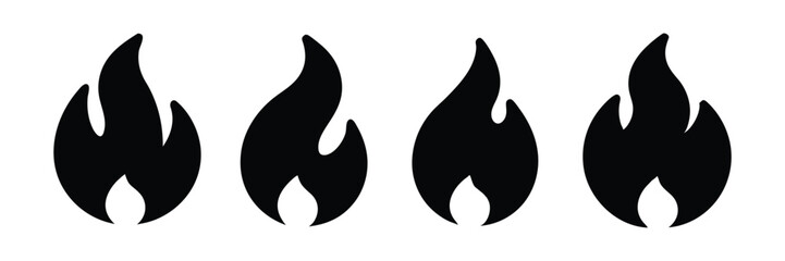 fire flames icon silhouette set vector illustration