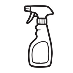 A black and white vector shows a stain remover spray bottle with trigger nozzle, outlined in bold black lines for a clean graphic design.

