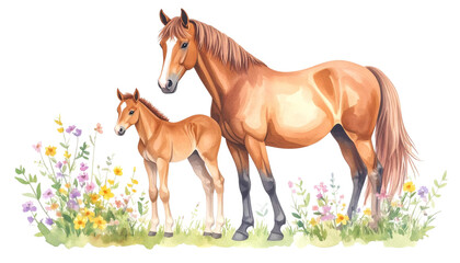 Obraz premium Beautiful brown horse isolated on white background