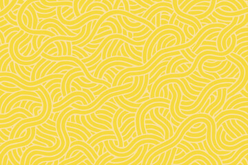 A vector background features yellow curved lines resembling noodles, creating a playful and dynamic pattern full of motion, warmth, and tasty energy.

