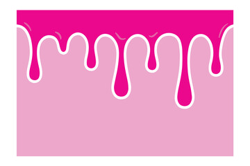 A vector illustration shows pink cream melting along the cake’s edge, creating a sweet dripping effect that adds charm and delicious visual appeal.

