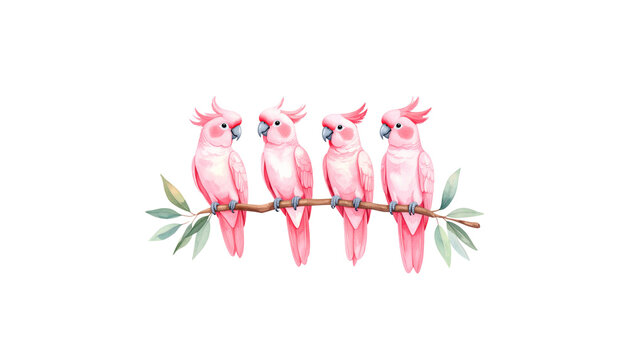 Cute pink parrot isolated on white background