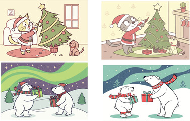 Fototapeta premium set of christmas animals