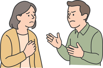 Middle-Aged Couple in Conflict Illustration (Disagreement & Relationship Issues)
