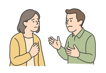 Middle-Aged Couple in Conflict Illustration (Disagreement & Relationship Issues)