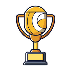 Golden volleyball trophy award with blue and orange accents vector