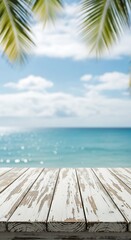 Fototapeta premium Relaxing Ocean View, Tranquil Beach Scene, Serene Coastline, Natural Beauty, Scenic Paradise, Sunlit Atmosphere, Coastal Retreat