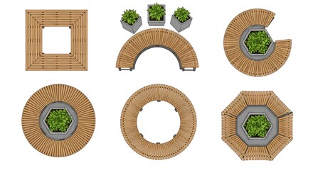 Modern Outdoor Park Benches Square, Round, and Curved Designs for Urban Spaces