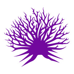 Fototapeta premium Purple Silhouette of a Bare Tree with Branching Limbs, Abstract Winter Tree Vector Illustration, Nature Graphic Design Element