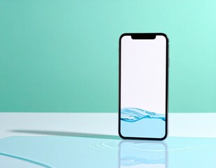 Soft Aqua Flowing Water Screen on Minimal Device, a reflective concept of digital detox