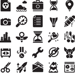 A vector set of black sport icons, symbols, and illustrations for design