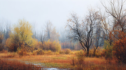 Melancholic Symphony: The Poignant Beauty of Rain-Kissed Autumn Leaves in a Tranquil Garden