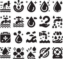 Black and white vector icon set collection of heart, toy, baby, food, hand, and globe symbols