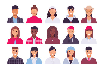 Diverse portraits of People: A vibrant illustration showcasing a diverse array of faces, each embodying unique traits, representing a global community and promoting inclusivity. 