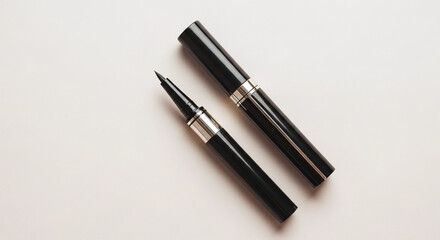 Black Liquid Eyeliner on White Background. Ai generation