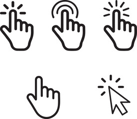 Fototapeta premium Minimalist Cursor Icons Set: Click, Hand & Pointer Gestures