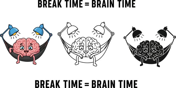 Conceptual artwork of the resting brain in a hammock under lamps