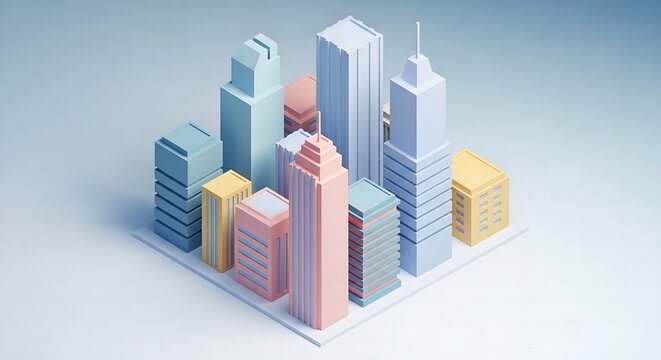 business graph with city skyline
