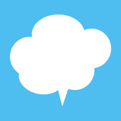  Cloud Speech Bubble. Abstract white cloudy text box isolated on blue background. Vector illustration