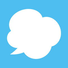  Cloud Speech Bubble. Abstract white cloudy text box isolated on blue background. Vector illustration