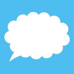  Cloud Speech Bubble. Abstract white cloudy text box isolated on blue background. Vector illustration