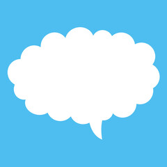  Cloud Speech Bubble. Abstract white cloudy text box isolated on blue background. Vector illustration