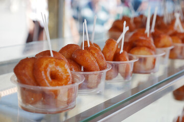 Delicious turkish donuts on displaying 