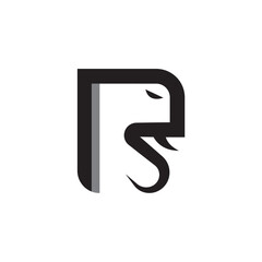 R elephant logo design animal combination