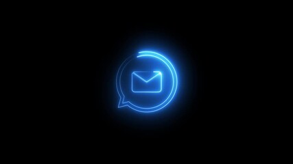 Animated neon line massage icon with massage icon ,announcement offer concept. Representing text or communication concept animation on black background.