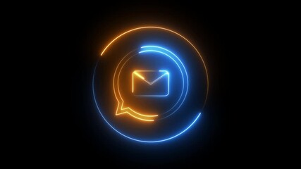 Animated neon line massage icon with massage icon ,announcement offer concept. Representing text or communication concept animation on black background.