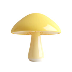Soft pastel yellow mushroom lamp in cozy indoor environment delicate design