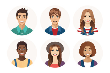 Diverse Smiling Faces: A collection of smiling face portraits of people from different descents, perfect for symbolizing a variety of concepts and people.