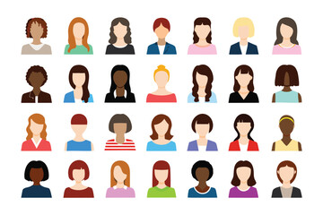 Diverse Portraits: A vibrant array of illustrations showcases a diverse range of women. Each portrait is a representation of individuality, unity, and inclusivity. 