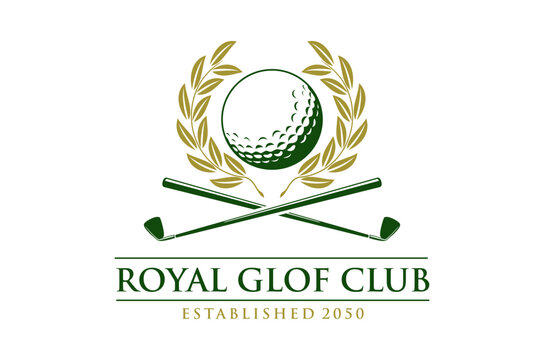 Golf club logo with golf ball, and crossed clubs. - Powered by Adobe