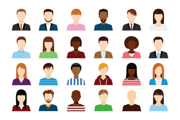 Diverse Icons: A collection of stylized, anonymous avatars, representing a variety of individuals, perfect for representing diverse user profiles, demographics, and teams.