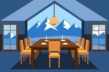elegant mountain lodge dining room with natural