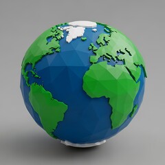 Fototapeta premium Low Poly Earth Globe Showing Continents and Oceans