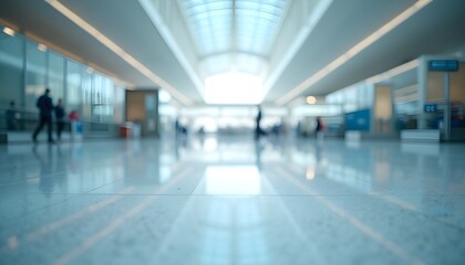 Blurry Abstract of a Bright Airport or Modern Hallway
