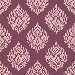 Wallpaper in the style of Baroque. Seamless vector background. White and grey floral ornament. Graphic pattern for fabric, wallpaper, packaging. Ornate Damask flower ornament.