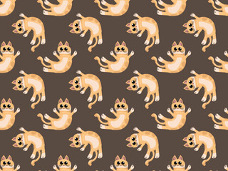 cat cartoon icon animal pet cute orange element comic drawing flat pattern seamless kitten character