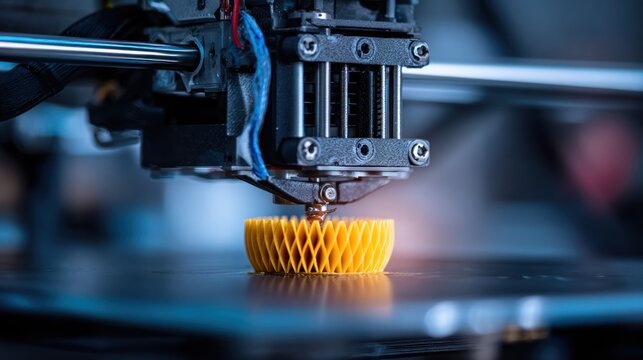 3D printer printing yellow object