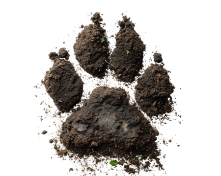 Muddy soil paw print